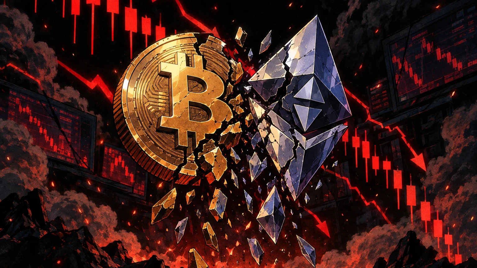 Bitcoin Plummets $76.7K, Ethereum Falls Below $2250 Amid Binance Hack Fears